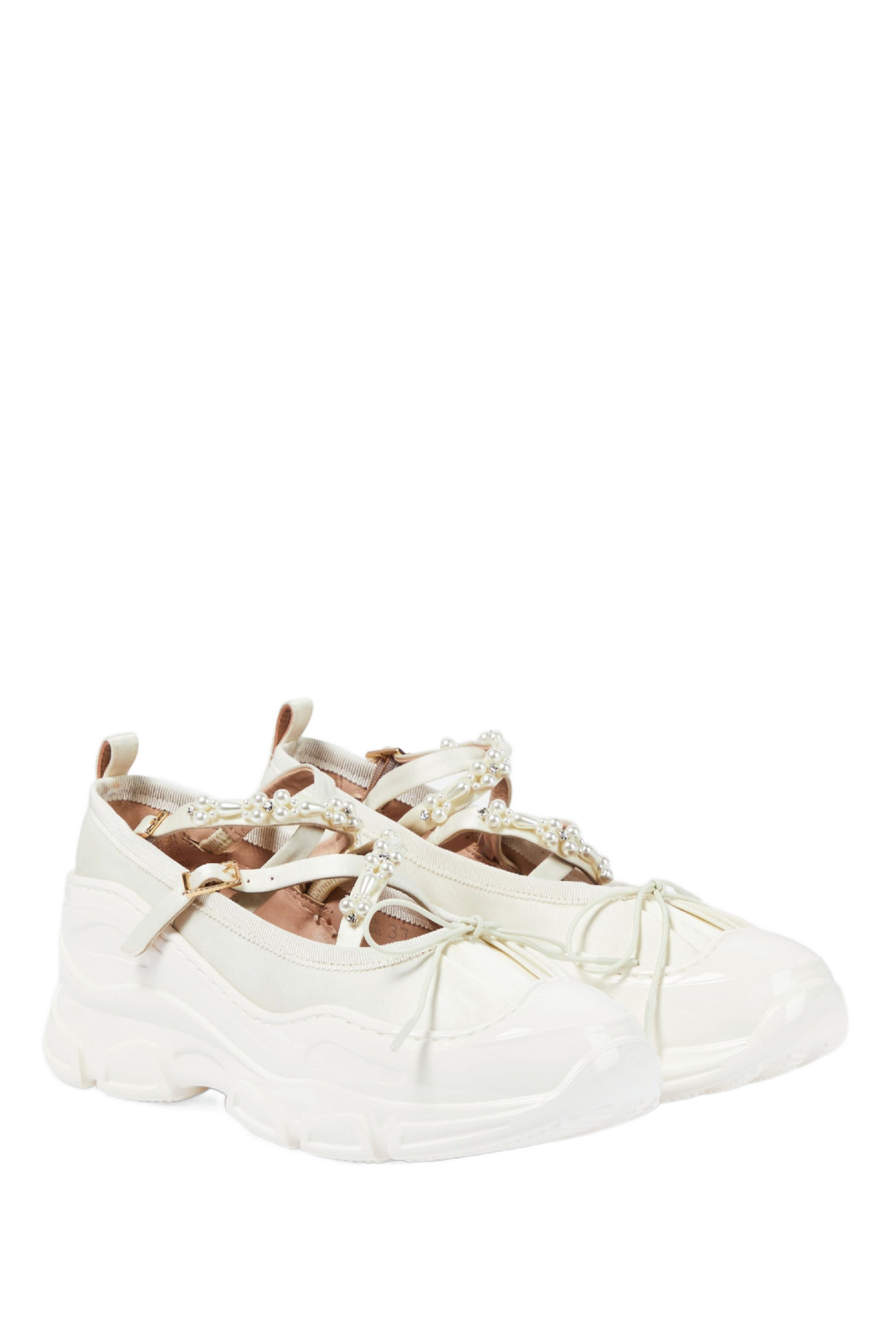Ballet Sneakers - White with Pearls
