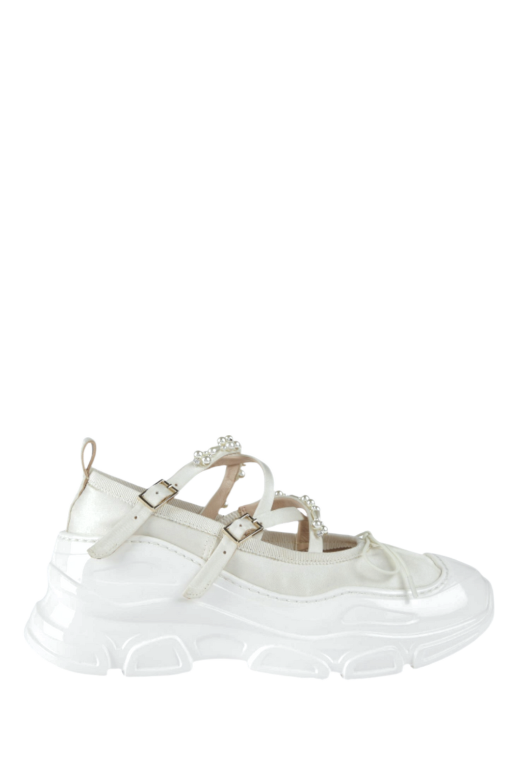 Ballet Sneakers - White with Pearls