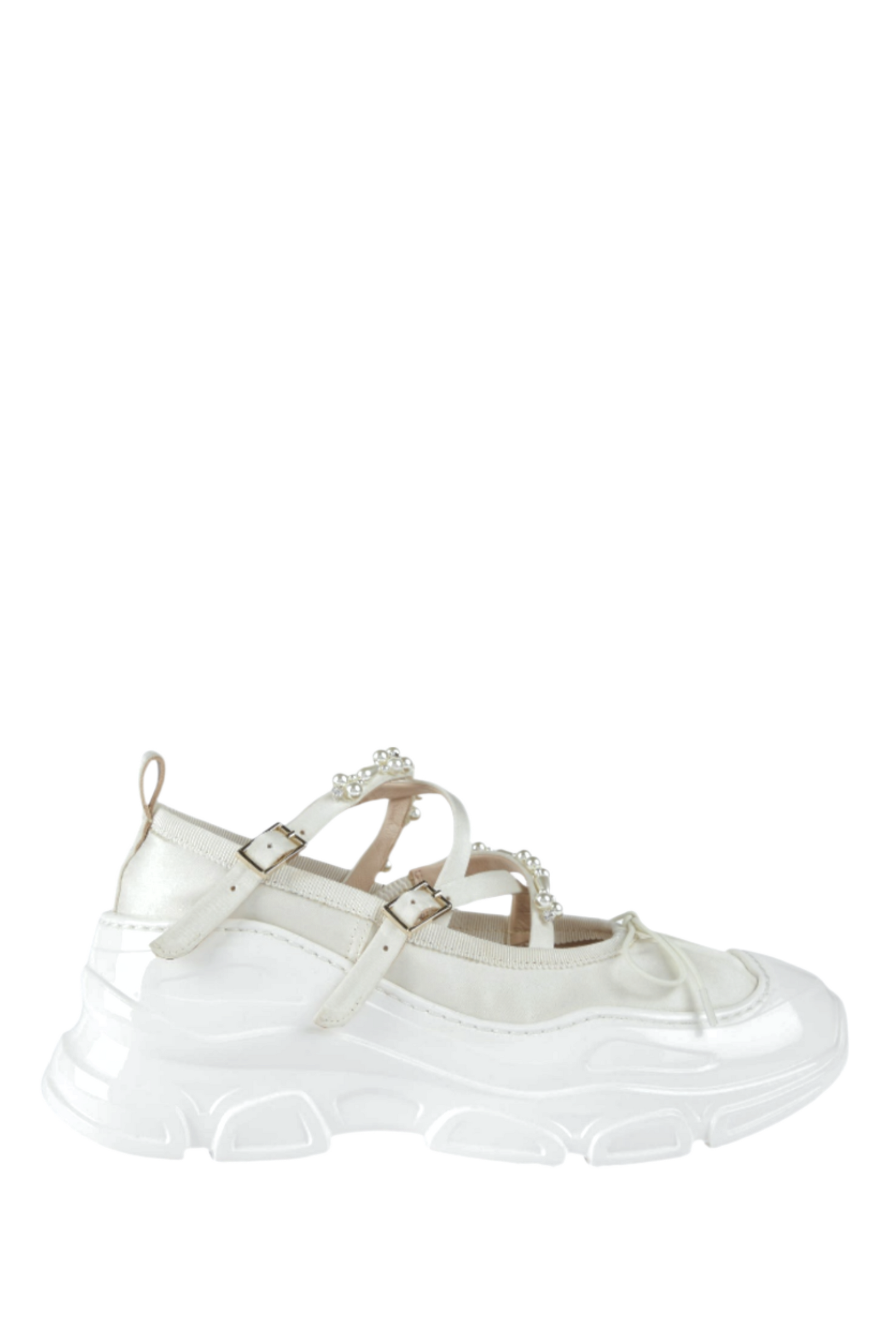 Ballet Sneakers - White with Pearls